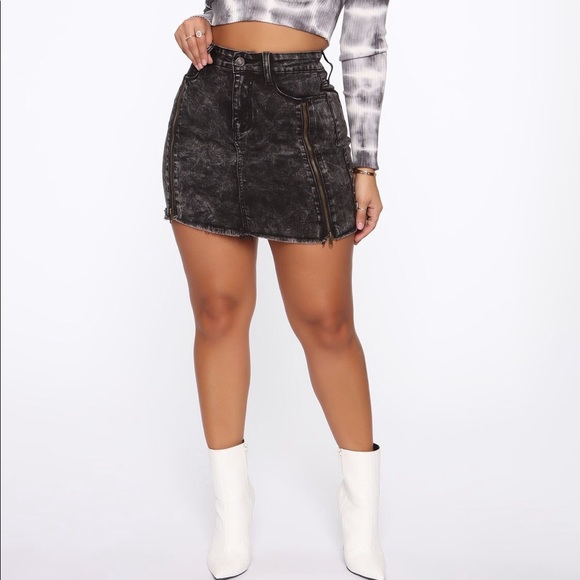nadia denim zipper skirt